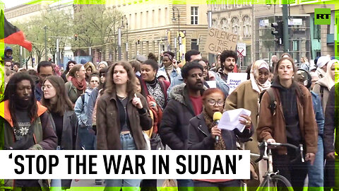 People demonstrate in Berlin against the conflict in Sudan