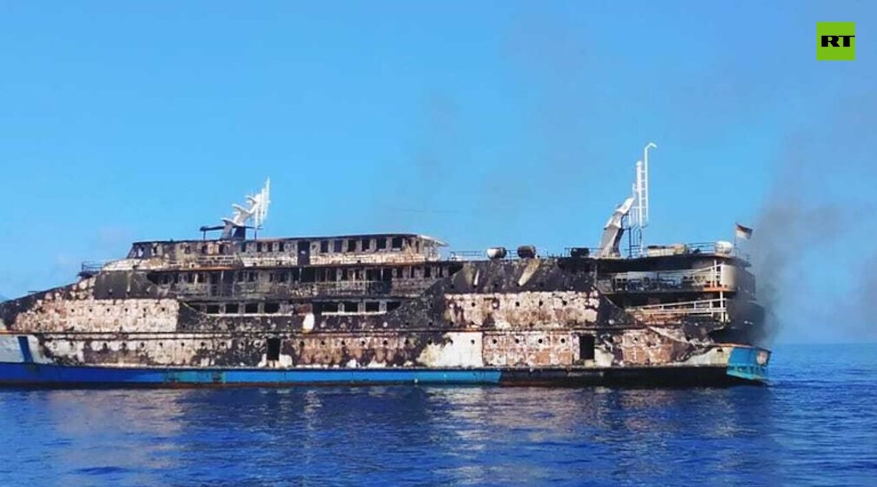 Ferry with 200 aboard consumed by fire off Indonesian island