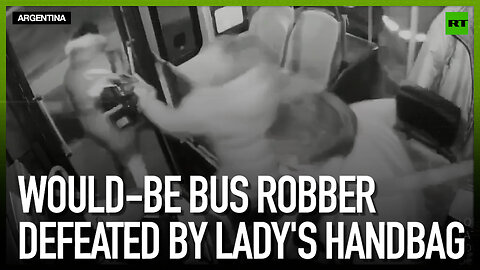 Would-be bus robber defeated by lady’s handbag