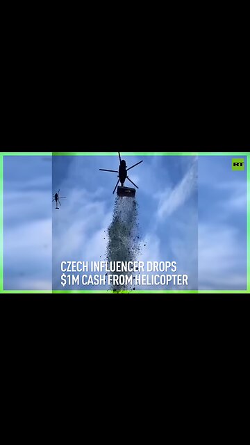 Czech influencer drops $1m in cash from helicopter