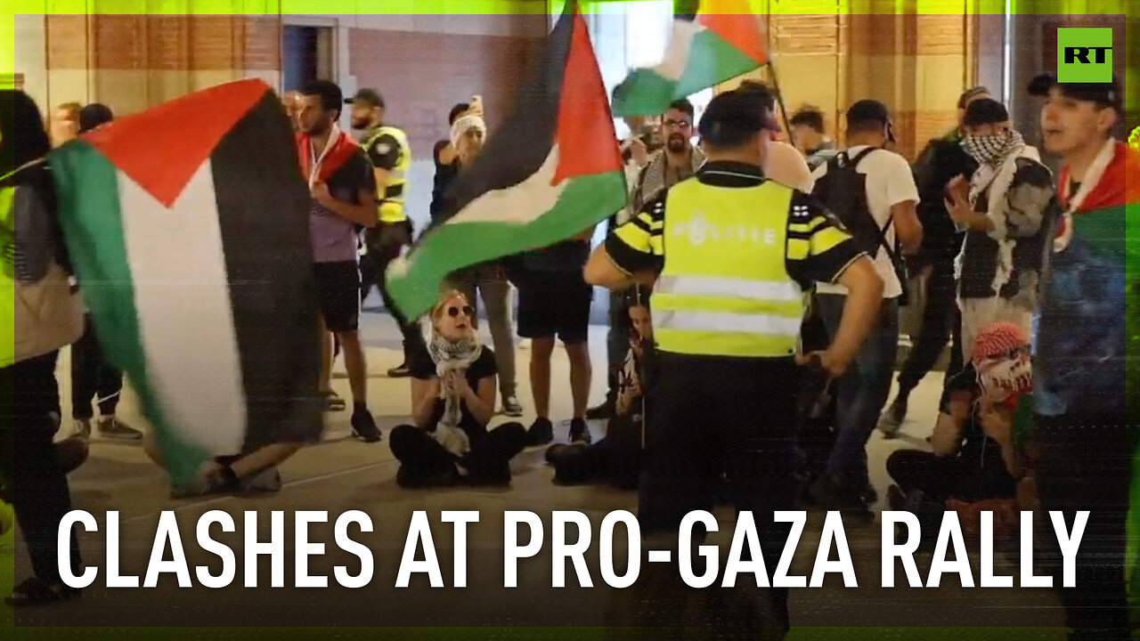 Police clash with pro-Palestine protesters in Amsterdam Central Station