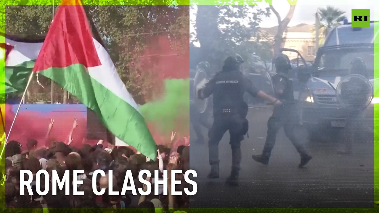 Pro-Palestinian protesters clash with police in Rome