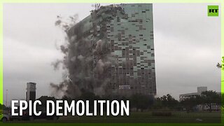 Implosion of hurricane-damaged Louisiana skyscraper