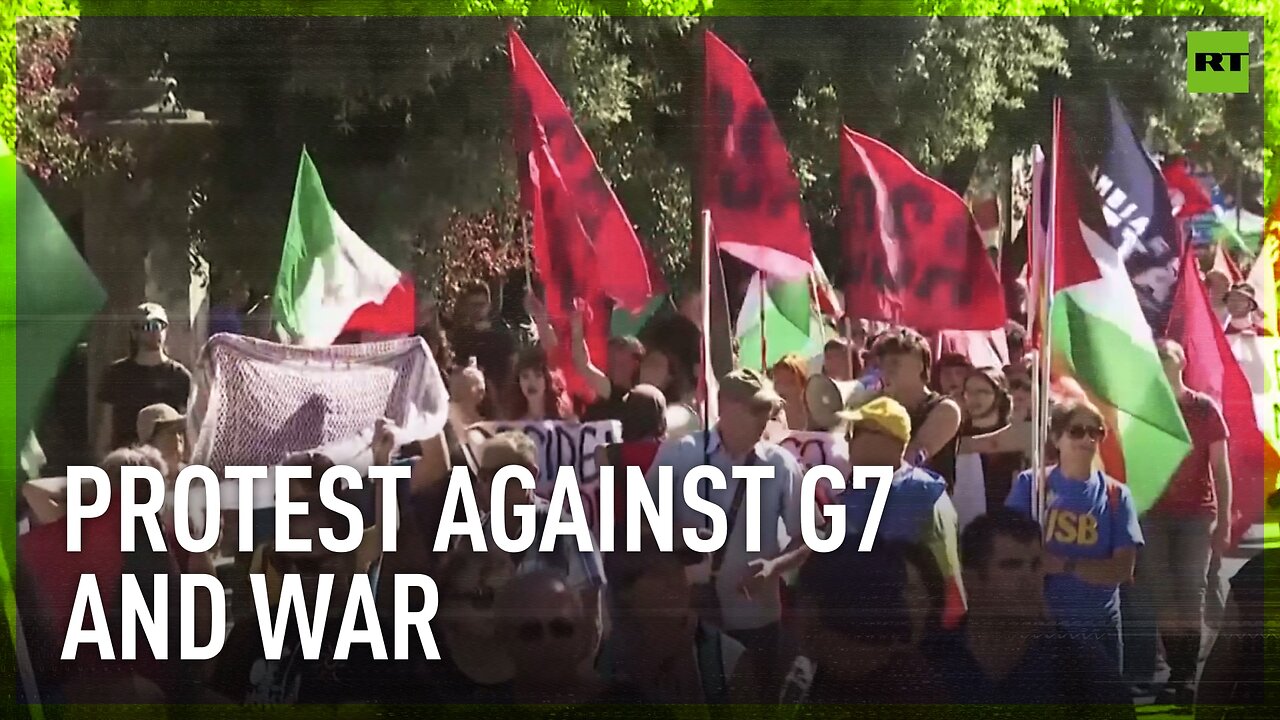 Protesters rally in support of Gaza near G7 summit venue in Italy