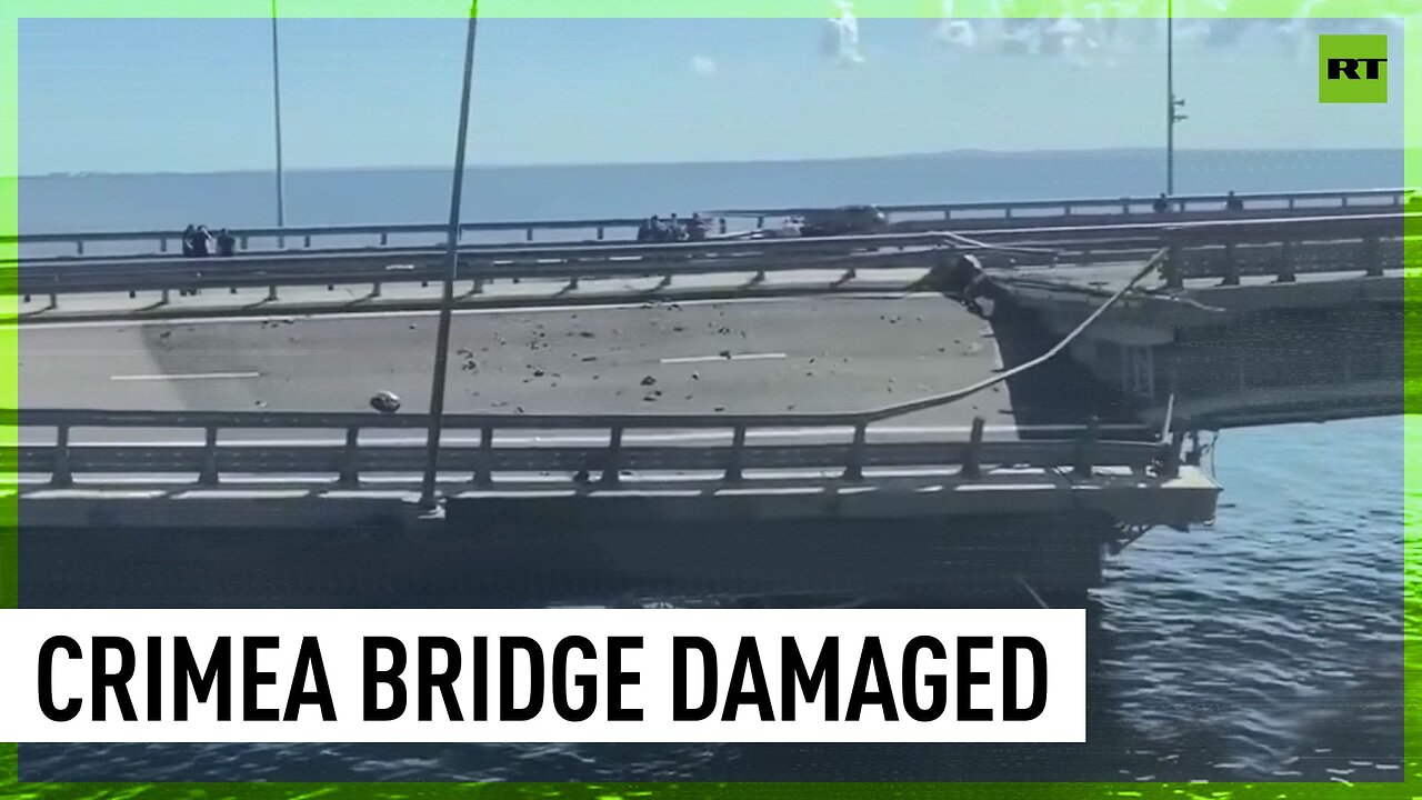 Deck of the Crimean Bridge damaged, pylons intact