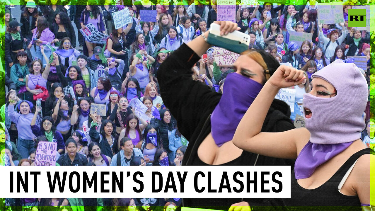 Chaos at Colombian International Women's Day march