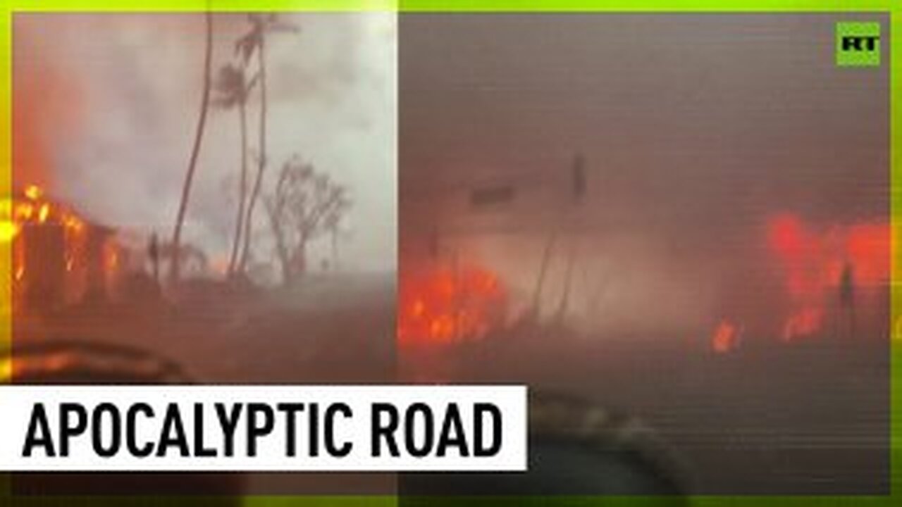 Car drives through Hawaiian inferno