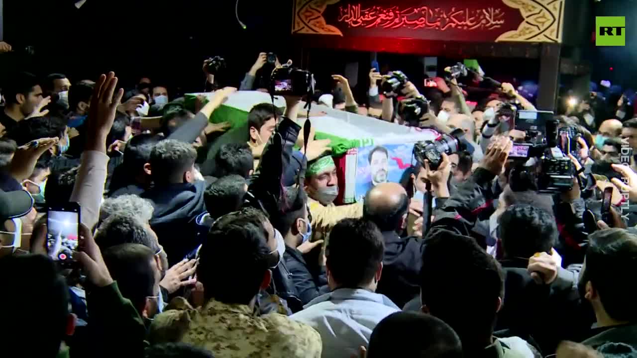 Mourners gather in Tehran to bid farewell to Iranian military advisers killed in Syria