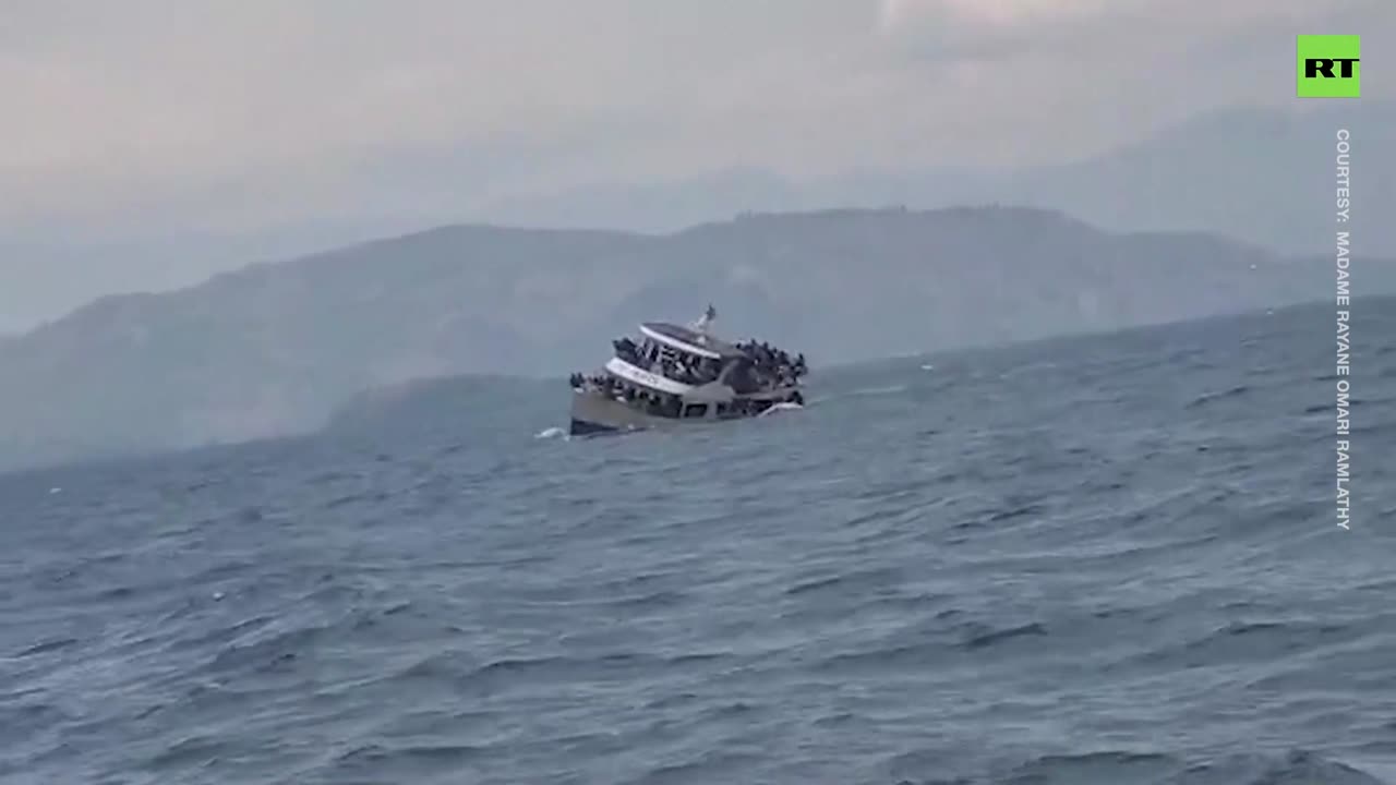 Horrific moment overcrowded boat sinks in DR Congo