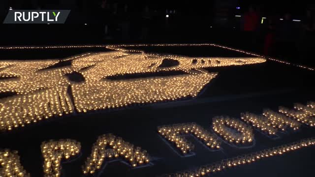 80 years of remembrance | Outline of WW2 era IL-2 plane formed with candles in Samara