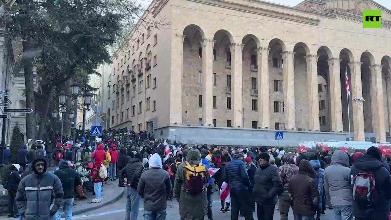 Protesters gather at Georgian parliament ahead of presidential elections