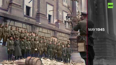 Archive footage of the Soviet soldiers restored