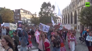 Hundreds join climate protest in Brussels ahead of UN climate summit