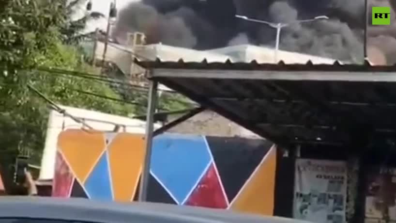 Mosque’s dome collapses as massive fire engulfs the building in Jakarta