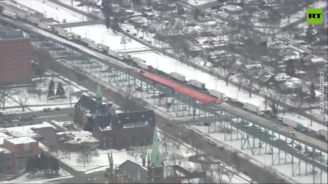 US-Canada Border Bridge Blocked by Truck Convoy