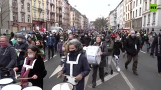 Protesters Push Back Against Covid Restrictions In Frankfurt