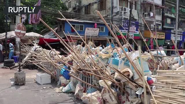 Barricades on roads of Yangon as crackdown death toll rises