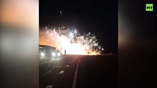 Dozens of fireworks set off by a deadly crash