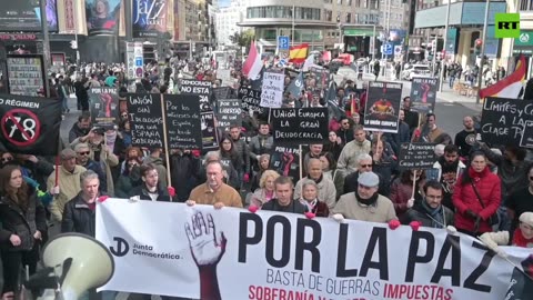 Hundreds in Madrid protest against Spain's involvement in Ukraine and Middle East conflicts