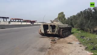 Tanks and other military vehicles abandoned in Tartus, Syria