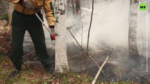 Russian skydivers fight fires in Sakha Republic, Russia