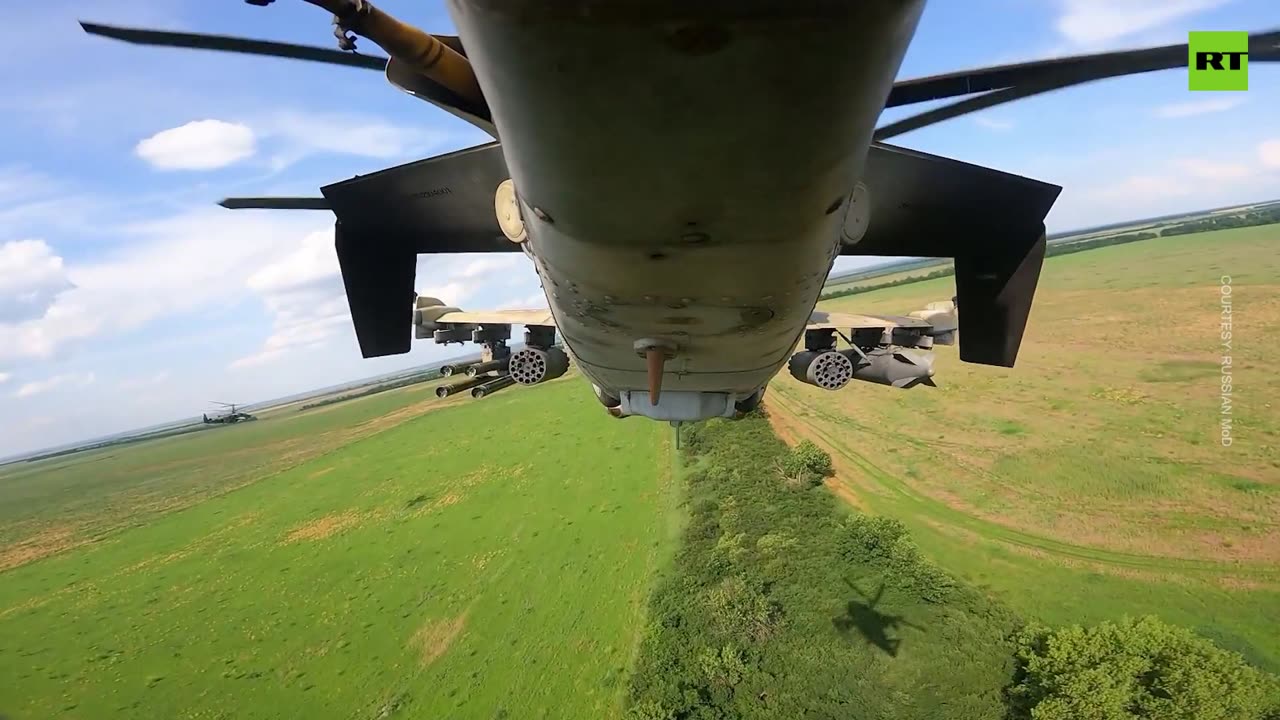 Ka-52 attack helicopters in action