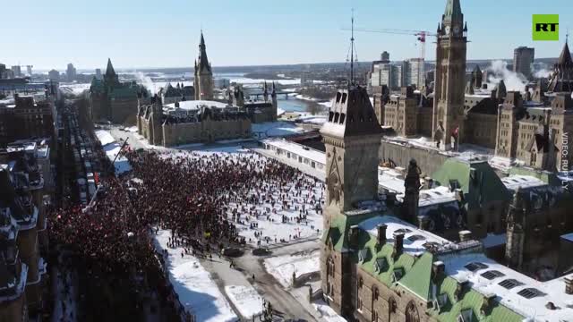 Ottawa’s Parliament Hill Packed With COVID-Restriction Protesters