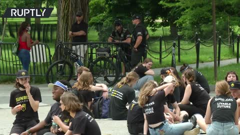 Climate activists stage sit-in protest at White House entrance