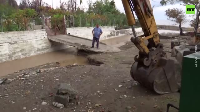 Greek island of Evia hit by floods