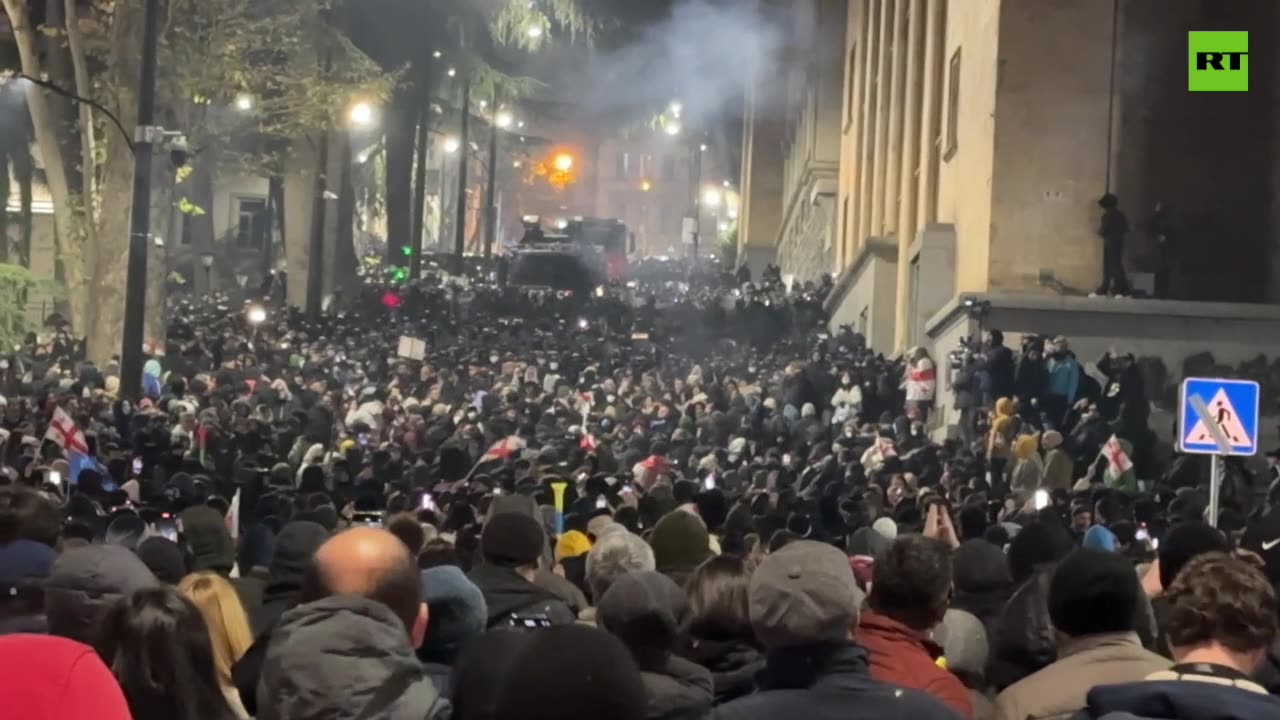 Pro-EU demonstrators confront police during protests in Tbilisi