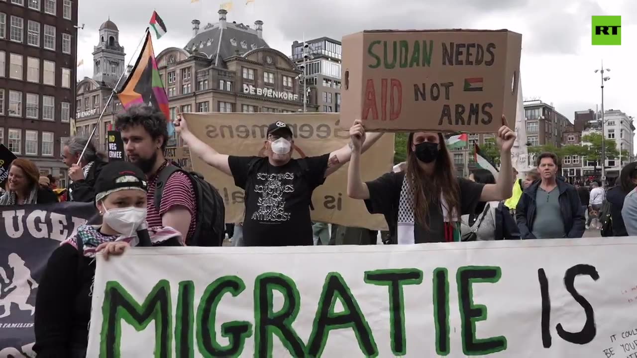 Rally against Dutch right-wing populist party held in Amsterdam in support of migrants