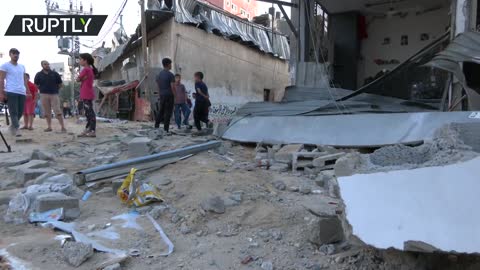 Aftermath of Israeli airstrike on Palestine's al-Saftawi area