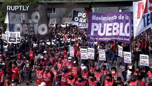 Thousands participated in a rally demanding social aid in Buenos Aires, Argentina