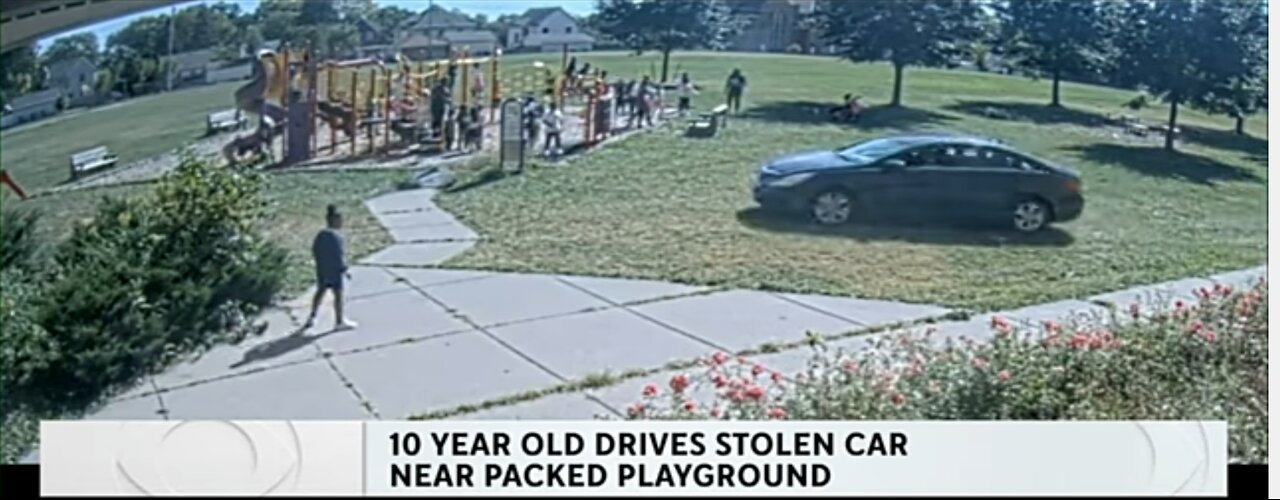 Ten-year-old drives stolen car through playground