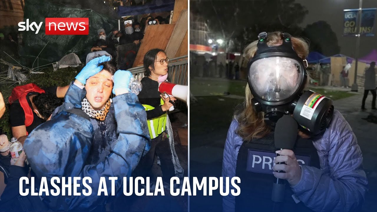 Violent clashes erupt on UCLA campus as protests over Israel-Hamas war reach boiling point