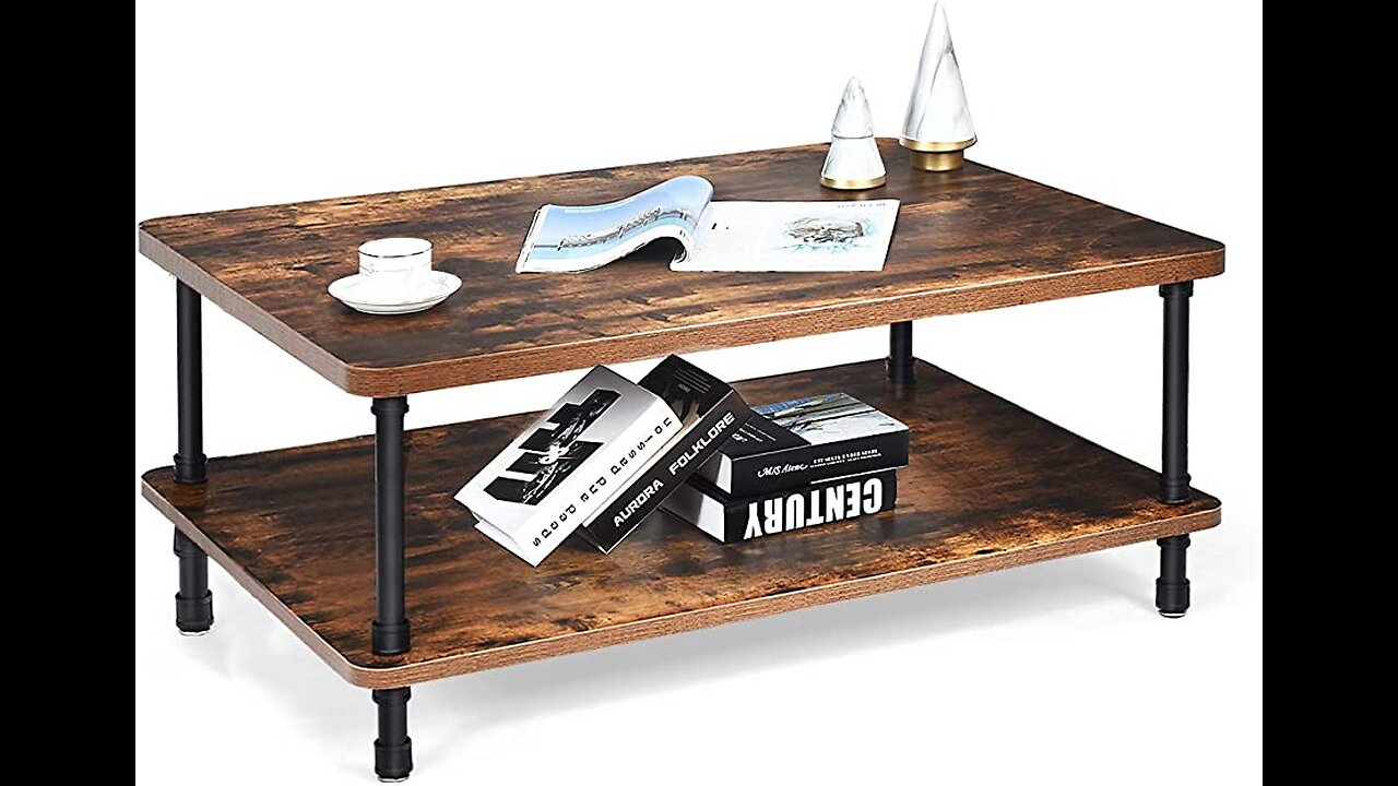 VASAGLE URBENCE Coffee Table, Accent Table with 1.2 Inch Thick Tabletop, Easy Assembly, Cocktai...