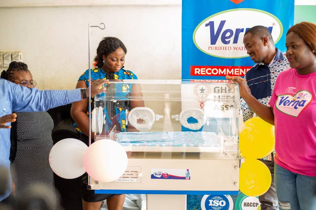 Verna Mineral Water Supports Ghana Medical Association WIth Incubators and Phototherapy Machines.