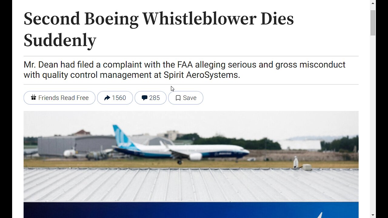 Second Boeing Whistleblower Dies Suddenly