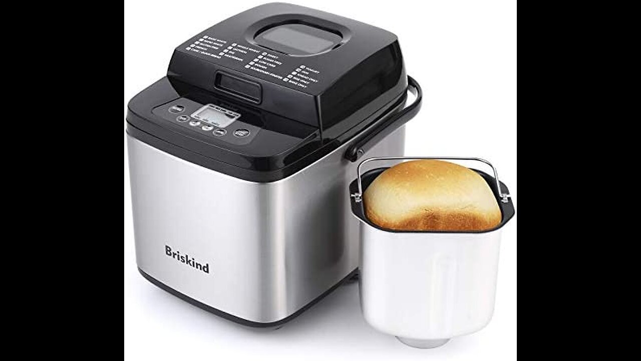 Briskind 19-in-1 Compact Bread Maker Machine, 1.5 lb 1 lb Loaf Small Breadmaker with Carrying...