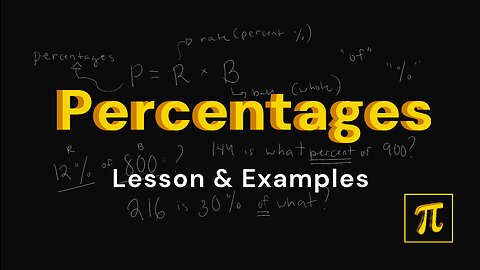 How to Solve PERCENTAGES Problems - P = R × B, Percentage, Rate, Base