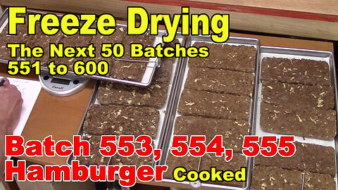 Freeze Drying - The Next 50 Batches - 553, 554, 555 - Hamburger Cooked with some Onions & Vegetables