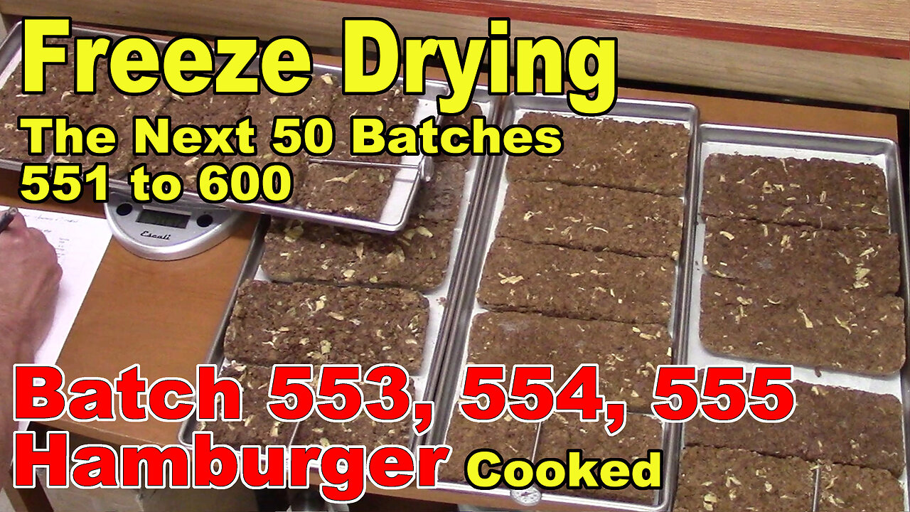 Freeze Drying - The Next 50 Batches - 553, 554, 555 - Hamburger Cooked with some Onions & Vegetables