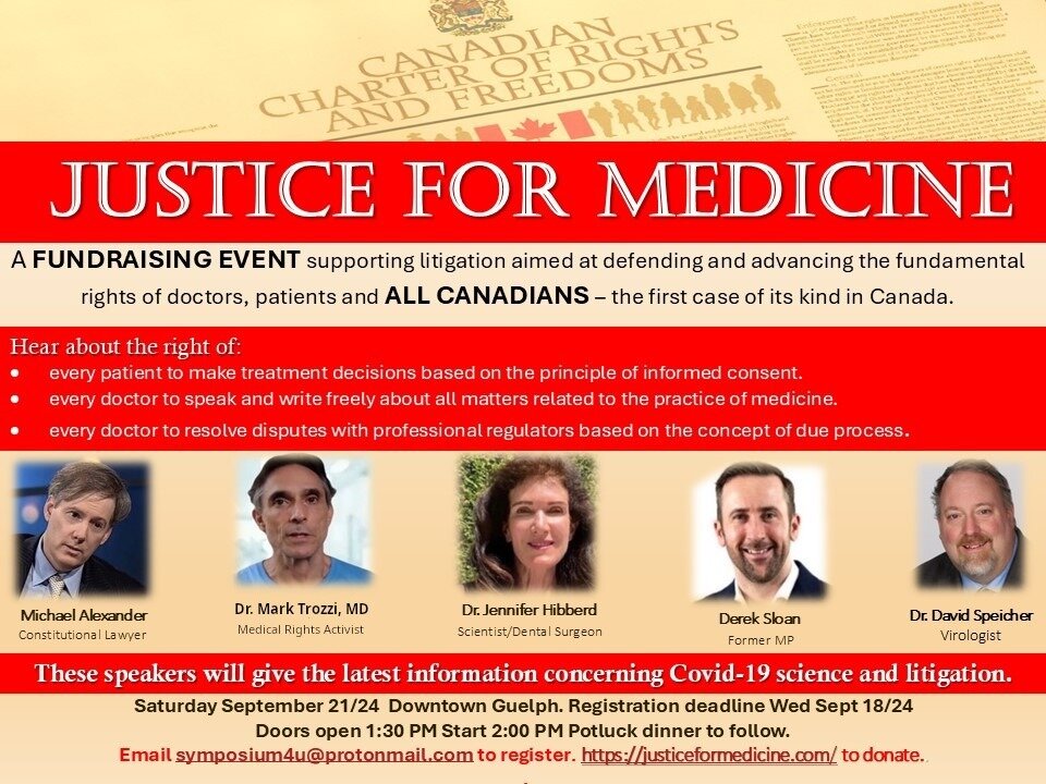 Justice for Medicine event defending the fundamental rights of doctors patients and ALL Canadians