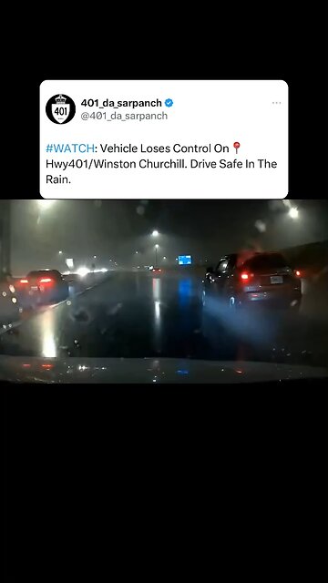 Vehicle Spins Out In Rain