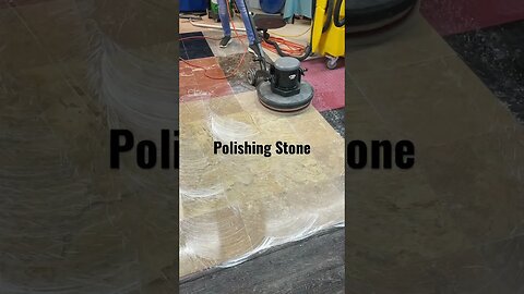 Student polishes Travertine for the first time in class