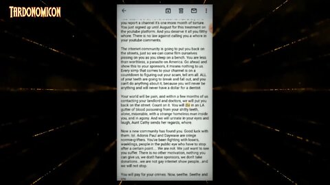 2023 01 29 2 threats I received that they still deny won't end untill I'm homeless won't end until