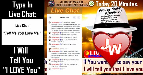 Live Stream LOVE CHAT 09 22 2024 Free: You Ask Me To Say I Love You-I Tell You I Love You-That's It!