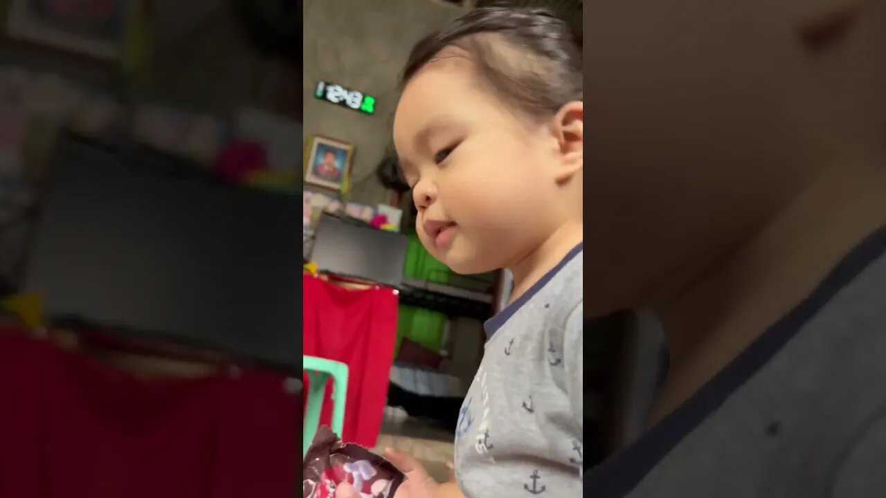 Look at how sleepy his eyes are but still trying to get his way not to sleep. 😂 Toddler nowadays.