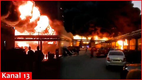 Strong fire broke out at a factory in Russia’s Tula region - Factory area engulfed in flames