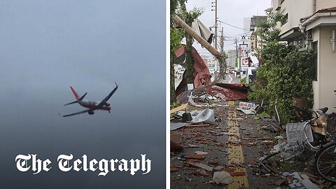 Japan: Plane aborts landing in storm as millions are forced to evacuate